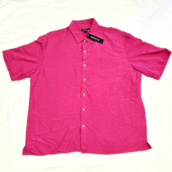 Claiborne Men’s Hot Rose Short Sleeve Button-Down Shirt - XL - NWT - Picture 1 of 8